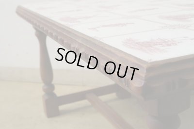 画像6: イギリスヴィンテージ タイル風トップのローテーブル