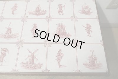 画像5: イギリスヴィンテージ タイル風トップのローテーブル