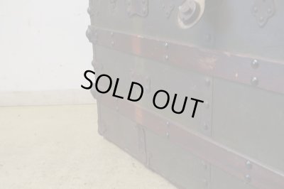 画像6: アンティーク 大型トランク 船箱 グリーン