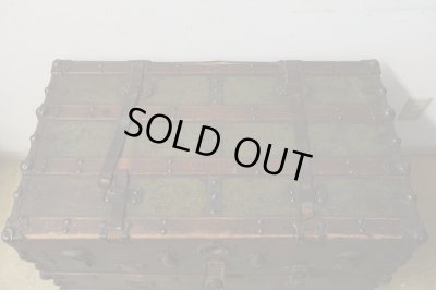 画像3: アンティーク 大型トランク 船箱 グリーン