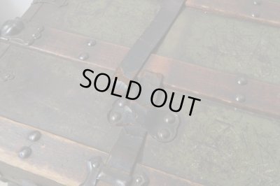 画像8: アンティーク 大型トランク 船箱 グリーン