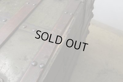 画像10: アンティーク 大型トランク 船箱 グリーン