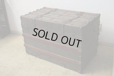 画像4: アンティーク 大型トランク 船箱 グリーン