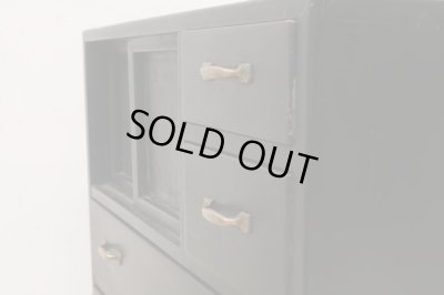 画像7: アンティーク 黒く塗られた5杯引出し