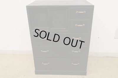 画像2: アンティーク 黒く塗られた5杯引出し