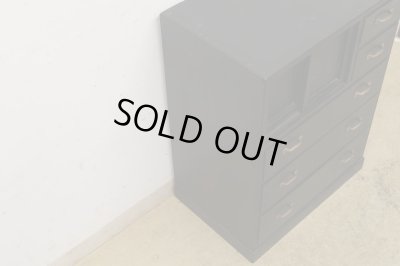 画像4: アンティーク 黒く塗られた5杯引出し