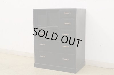 画像12: アンティーク 黒く塗られた5杯引出し