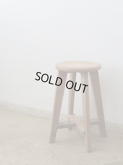 画像12: アンティーク 明るい木味の木製スツール 丸椅子