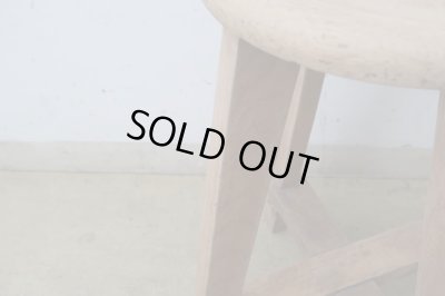 画像8: アンティーク 明るい木味の木製スツール 丸椅子