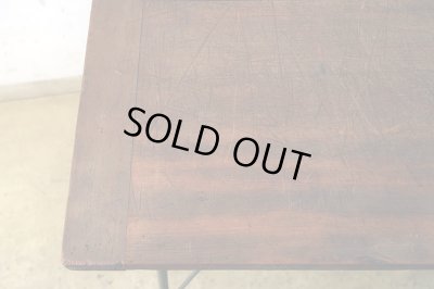 画像7: 古い裁ち板の鉄脚テーブル