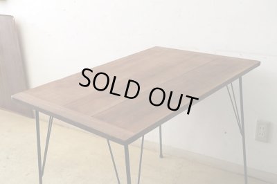 画像2: 古い裁ち板の鉄脚テーブル