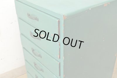 画像6: アンティーク エメラルドグリーンの６杯小引き出し A4サイズ