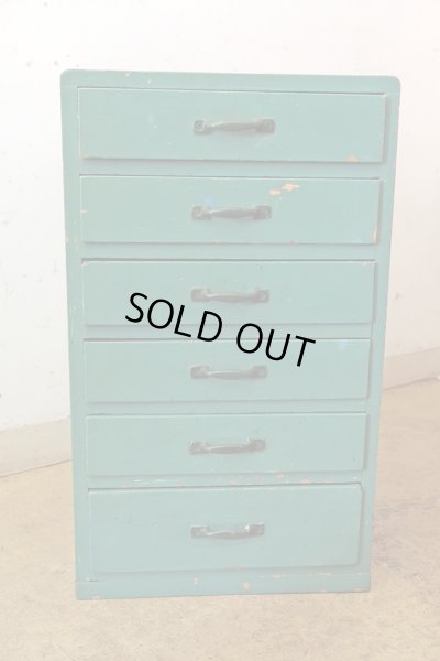 画像2: アンティーク エメラルドグリーンの６杯小引き出し A4サイズ