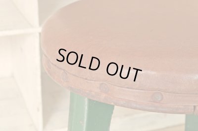 画像5: ヴィンテージ グリーンペイントスツール 丸椅子