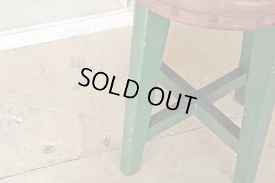 画像6: ヴィンテージ グリーンペイントスツール 丸椅子