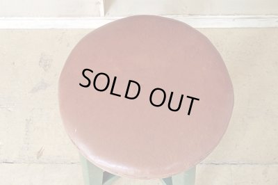 画像3: ヴィンテージ グリーンペイントスツール 丸椅子