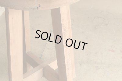 画像6: アンティーク 木製スツール 丸椅子