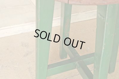 画像8: ヴィンテージ グリーンペイントスツール 丸椅子