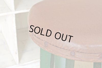 画像4: ヴィンテージ グリーンペイントスツール 丸椅子