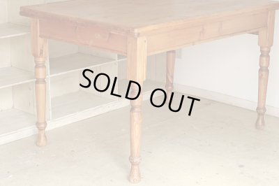 画像6: アンティーク パイン材の引き出し付きダイニングテーブル