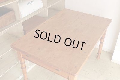 画像4: アンティーク パイン材の引き出し付きダイニングテーブル