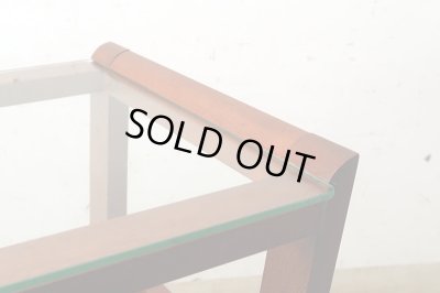 画像8: ヴィンテージ ガラストップサイドテーブル 桜材