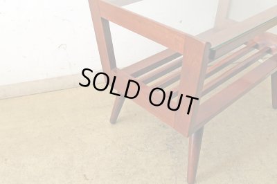 画像6: ヴィンテージ ガラストップサイドテーブル 桜材