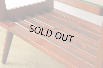 画像5: ヴィンテージ ガラストップサイドテーブル 桜材