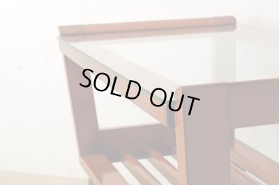 画像4: ヴィンテージ ガラストップサイドテーブル 桜材