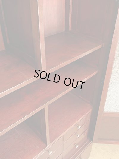 画像7: アンティーク 　ダイヤガラスの本箱 キャビネット