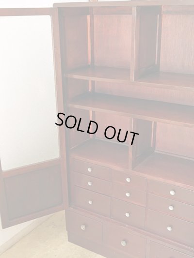 画像6: アンティーク 　ダイヤガラスの本箱 キャビネット