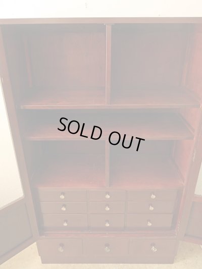 画像2: アンティーク 　ダイヤガラスの本箱 キャビネット