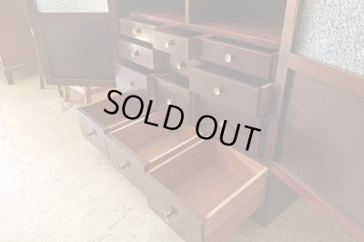 画像8: アンティーク 　ダイヤガラスの本箱 キャビネット