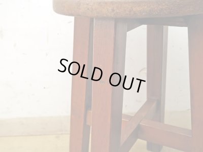 画像9: アンティーク 　木製スツール 丸椅子