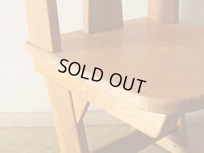 画像10: ヴィンテージ ナラ無垢材のカンチレバーチェア