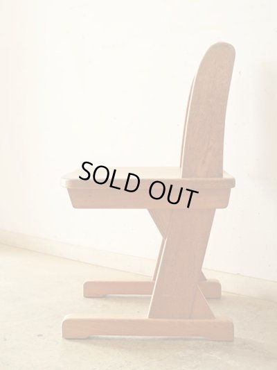 画像3: ヴィンテージ ナラ無垢材のカンチレバーチェア