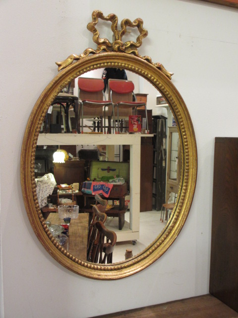 1100円 正規店 ANCIENT MIRROR OVAL Sサイズ ミラー 円形 アンティーク 鏡 壁掛け ウォールミラー 木製 かがみ カガミ SQM803S
