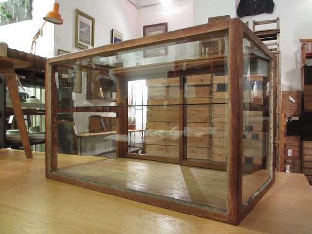 昭和レトロ 木製5面ガラスショーケース 飾り棚 - トランジットライフ
