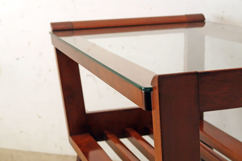 ヴィンテージ ガラストップサイドテーブル 桜材 - トランジットライフ