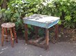 画像1: レトロ 青い古木の作業台(1) 机 テーブル インダストリアル ガーデニング