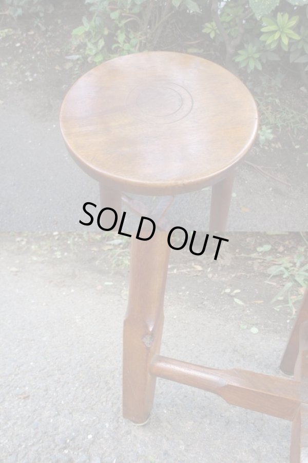 画像5: ビンテージ木製スツール (1)　丸椅子 