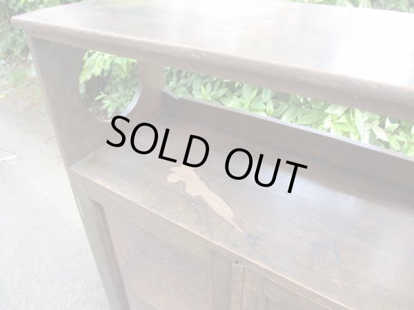 画像8: 昭和レトロ 桜材ガラス棚 本箱