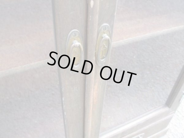 画像15: 昭和レトロ 桜材ガラス棚 本箱