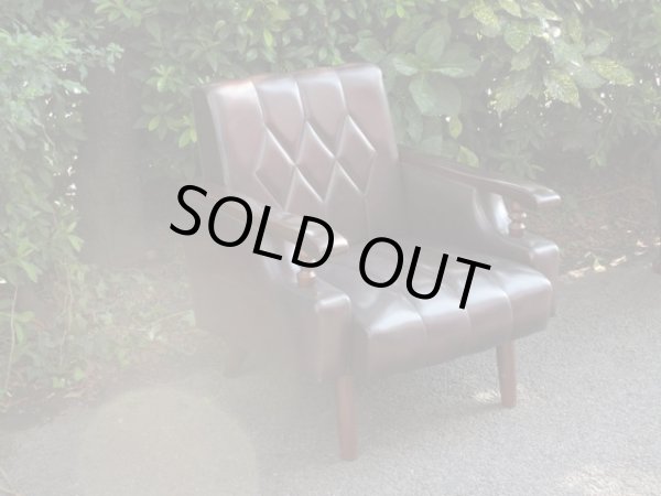 画像3: レトロな一人掛けソファ 茶 (2)