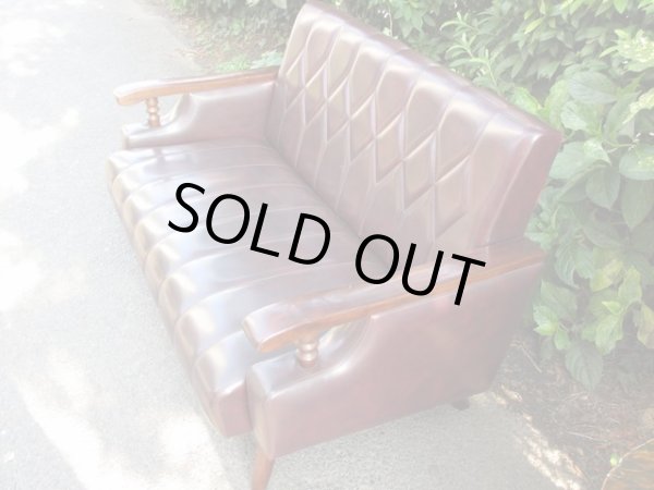 画像5: レトロな2.5人掛けソファ 茶