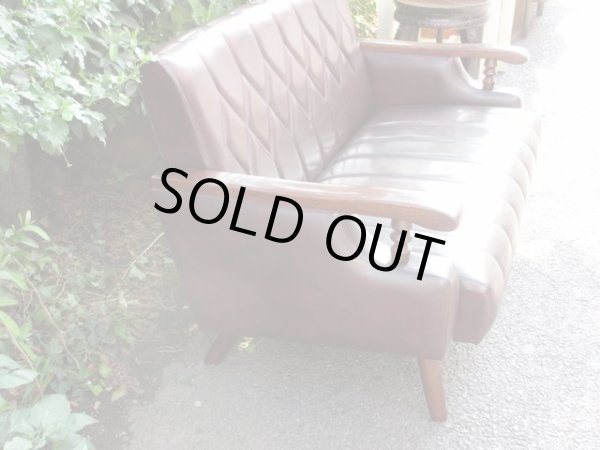 画像4: レトロな2.5人掛けソファ 茶