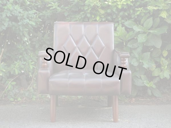 画像2: レトロな一人掛けソファ 茶 (2)