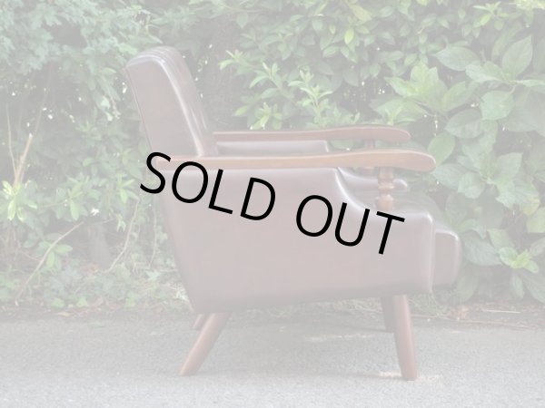 画像4: レトロな一人掛けソファ 茶 (2)