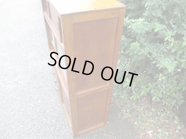 画像6: 昭和レトロ 楢材ガラス戸棚 ダイヤガラス 水屋