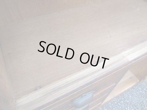 画像13: 昭和レトロ 楢材ガラス戸棚 ダイヤガラス 水屋